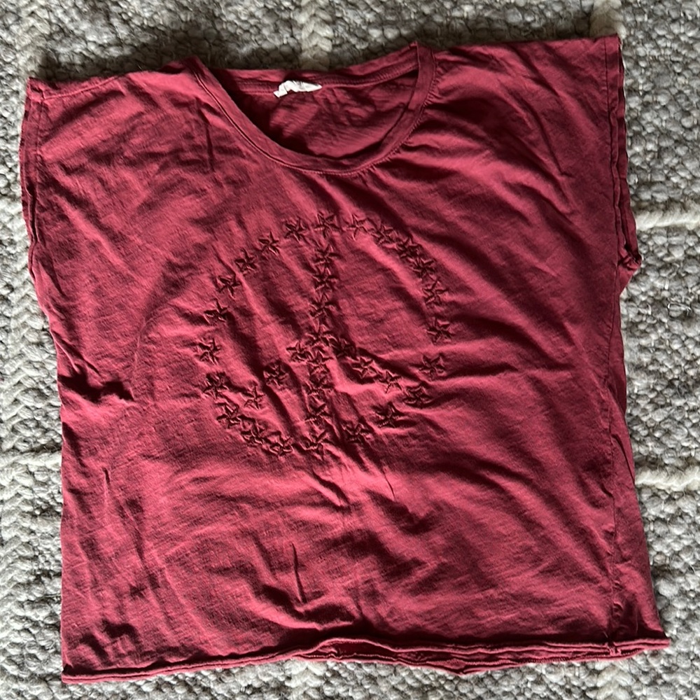Women's Red Star Embroidered Top